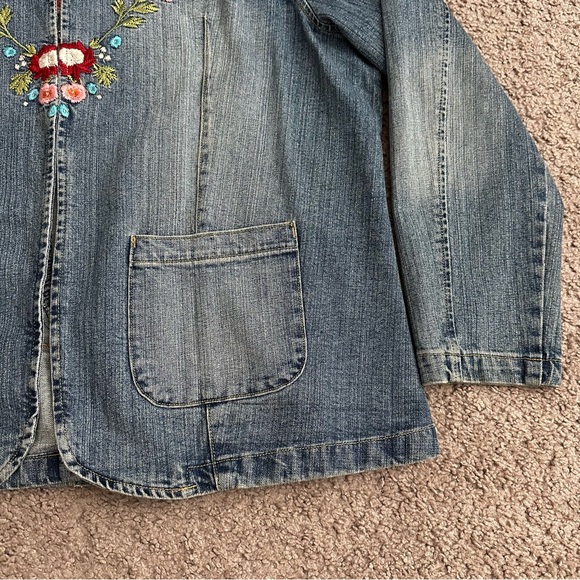 Denim 24/7 Jean Jacket Floral Embroidered Womens 20W - Picture 3 of 15